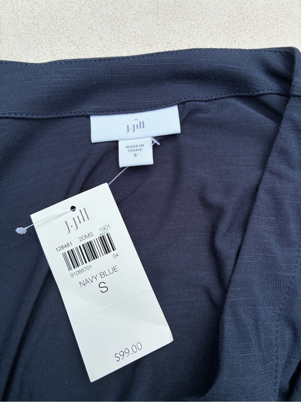NWT J. JILL Jersey V-Neck 3/4 Sleeve Navy Dress 
Size Small - Picture 4 of 5